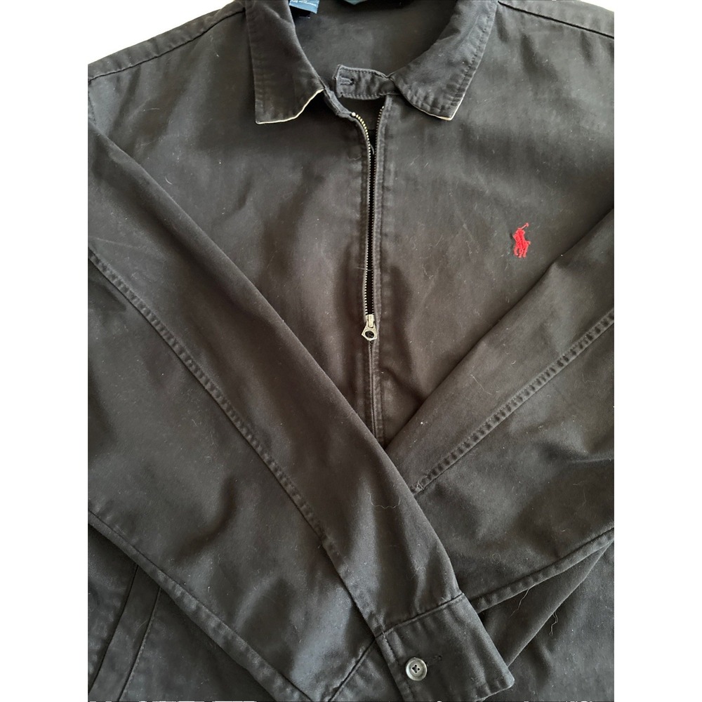Polo Ralph Laure Black Cotton Vtg 90's Bomber XXL - Picture 2 of 13